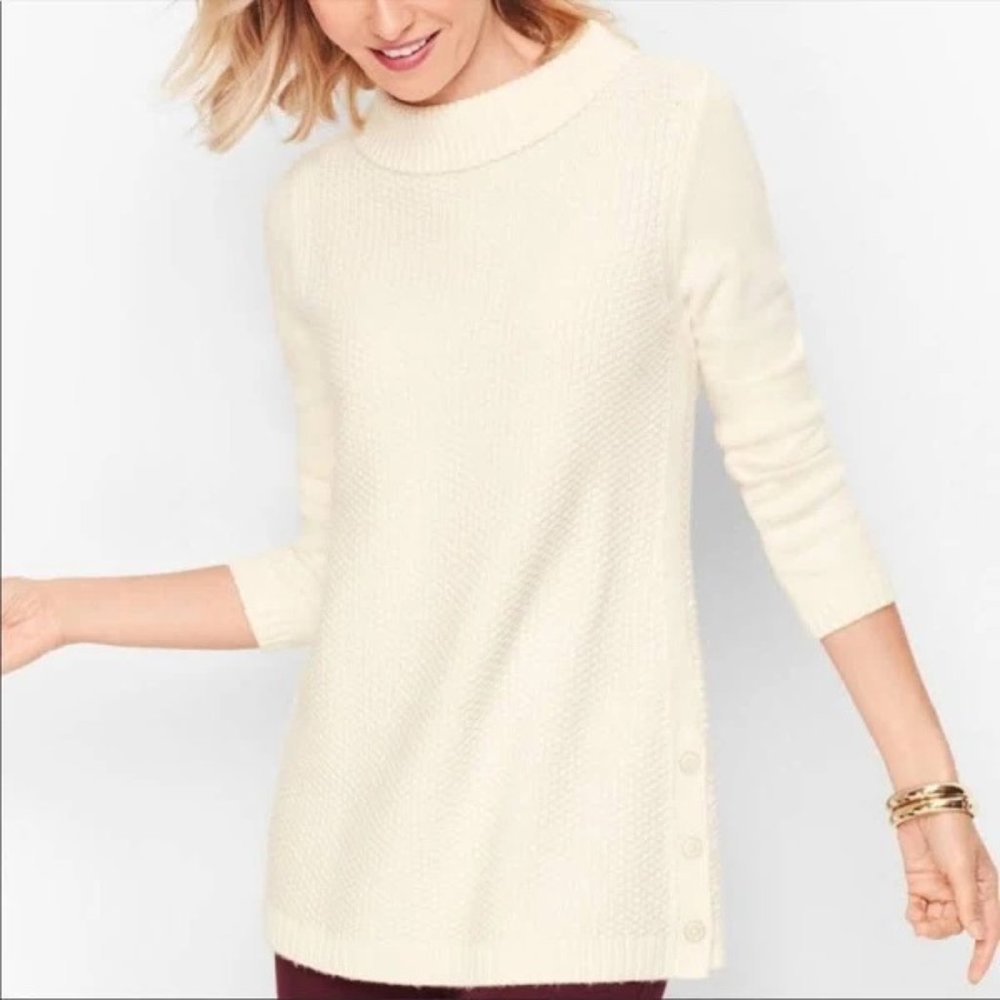 Talbots Textured Sabrina Sweater Sz L Cream EUC